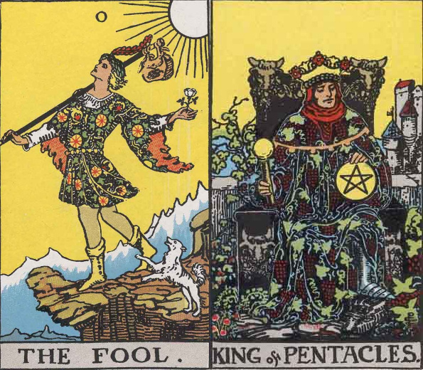 Tarot's Fool and King of Pentacles